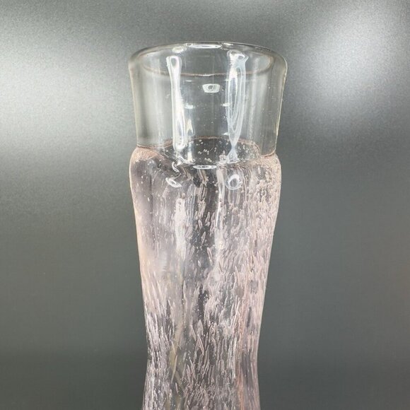 Tall Art Glass Vase Bottle Shaped Light Pink Clear Top With Air Bubbles All Over - Picture 4 of 14